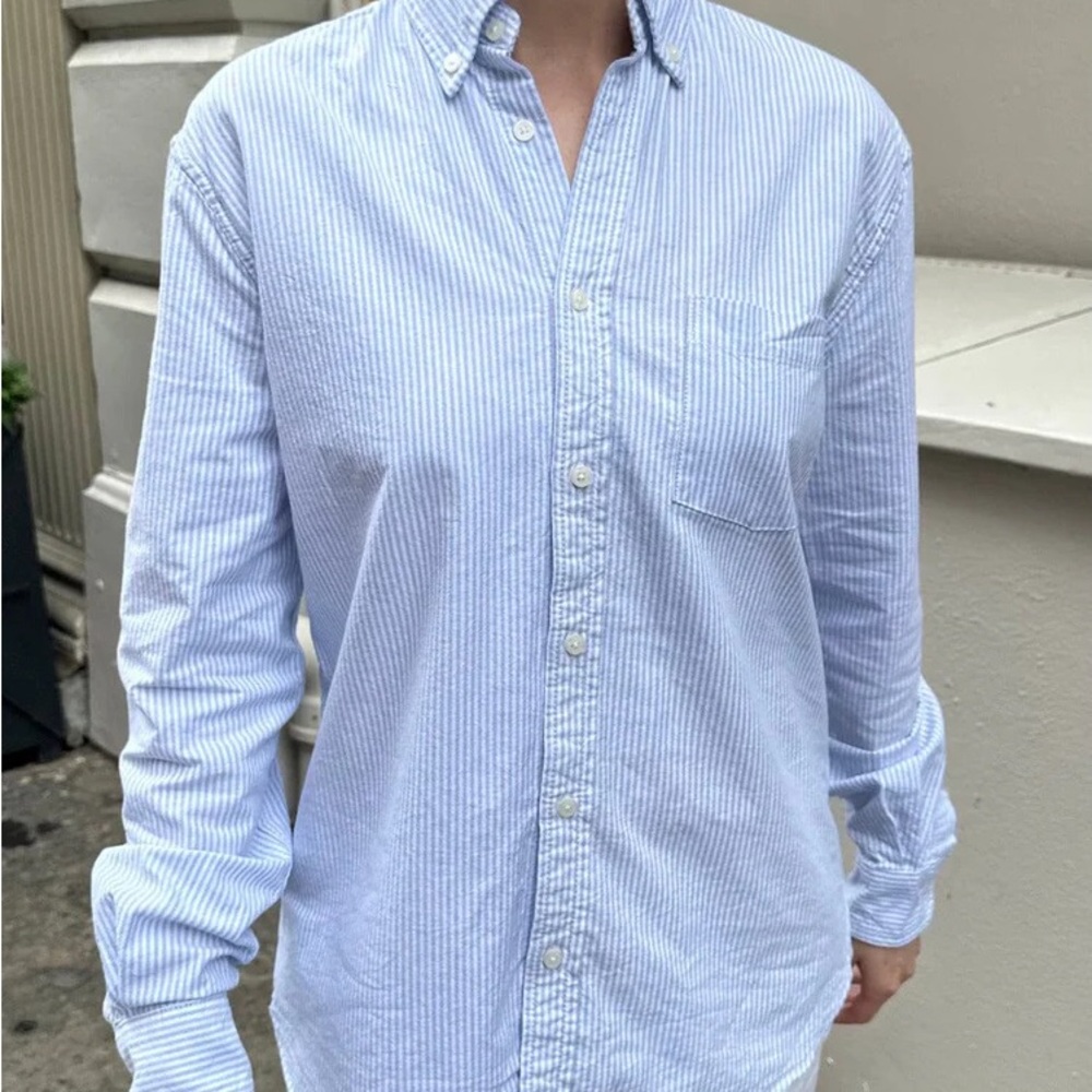 Brandy Melville Blue and White Striped Button Down